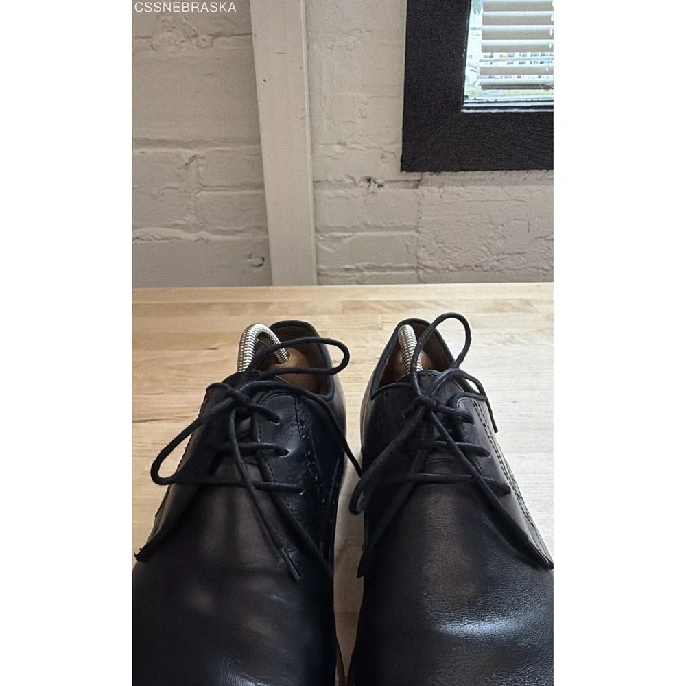 Johnston Murphy Black Men's Conard Plain Toe Oxford Leather Dress Shoes - 10.5